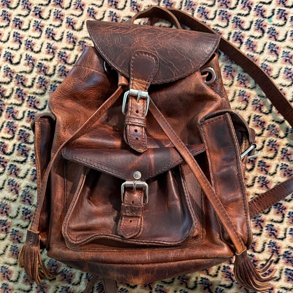 Freebird by Steven Black Leather Fringe Backpack - Picture 7 of 10